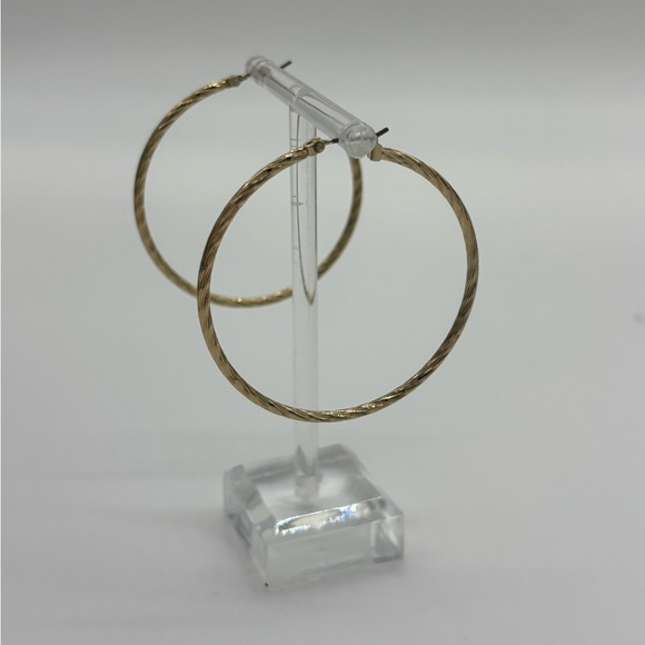 Anne Klein Twisted Gold Hoop Earrings - Picture 5 of 5